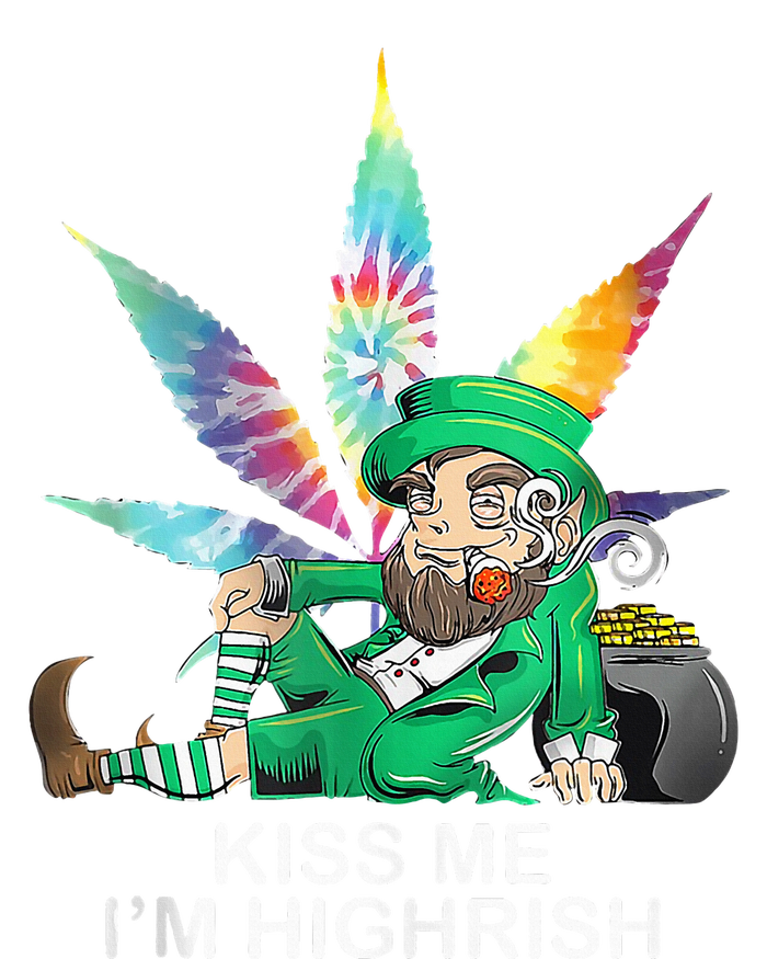 Kiss Me IM Highrish Leprechaun Weed Leaf St Patricks Day Sustainable Knit Beanie