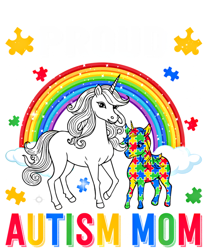 Proud Autism Mom Puzzle Pieces Unicorn Autism Awareness Gift T-Shirt