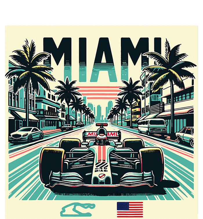 Formula Racing Open Wheel Car Retro Miami Circuit Usa Flag T-Shirt