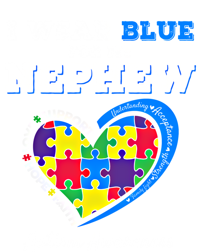 I Wear Blue For My Nephew Autism Awareness Uncle Aunt Puzzle Cute Gift T-Shirt