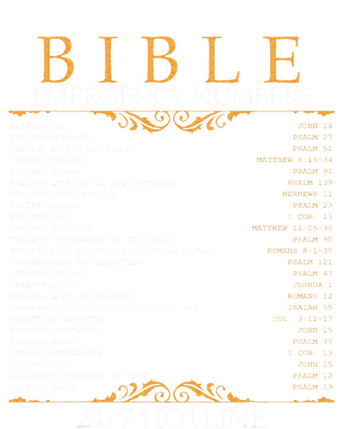 Bible Emergency Hotline Numbers Bible Verse Scripture T-Shirt