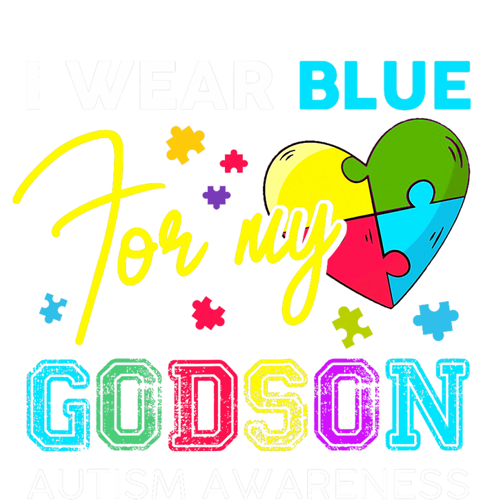 I Wear Blue For My Godson Autism Awareness Godmom Goddad Striped Beanie with Solid Band