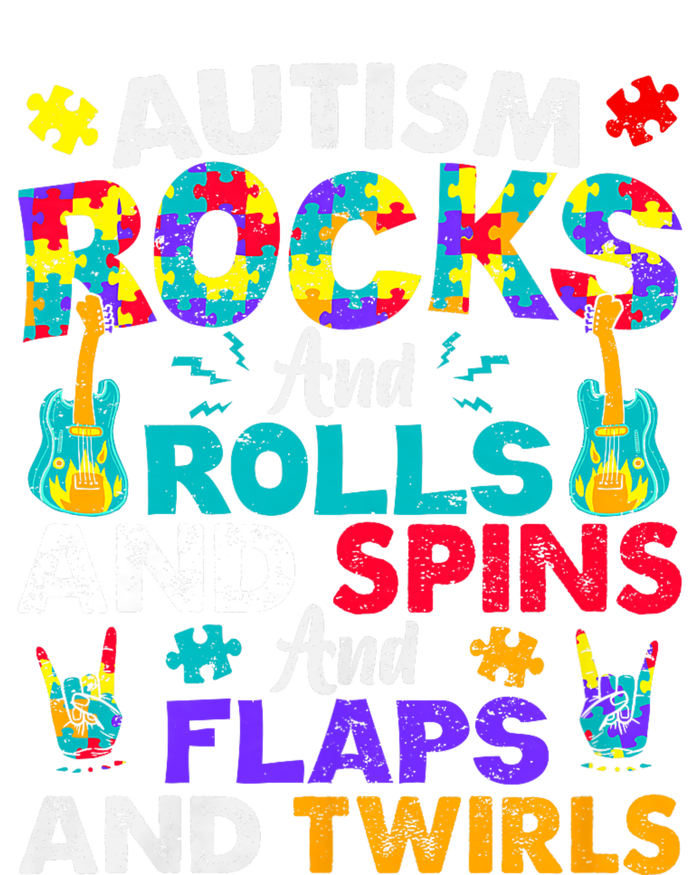 Autism Rocks Rolls Spins Flaps Awareness T-Shirt