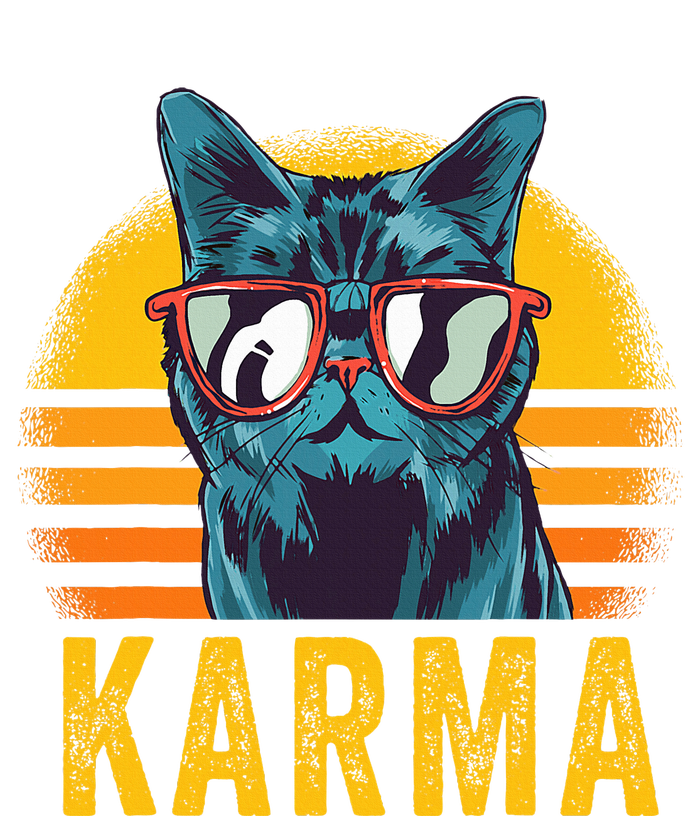 Karma Retro Sunset Cat Lover Long Sleeve Shirt