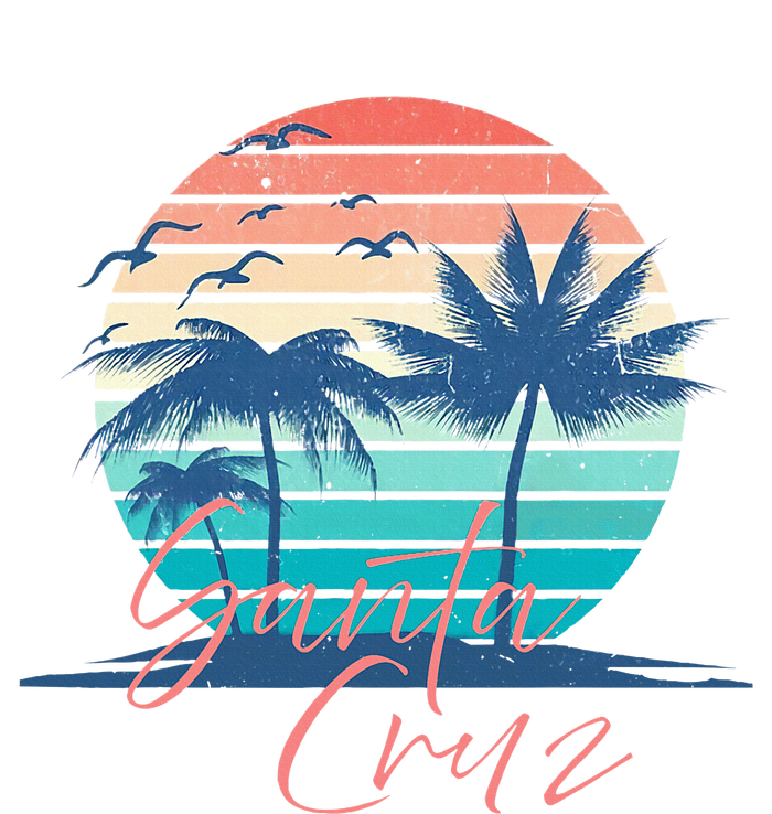 Santa Cruz Vintage Summer Vibes Beach Sunset Retro Palm Tree Flat Bill Trucker Hat