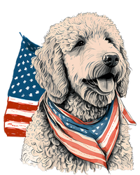 Goldendoodle 4th Of July Patriotic Golden Doodle Dog Women's Long Sleeve Flannel Pajama Set 