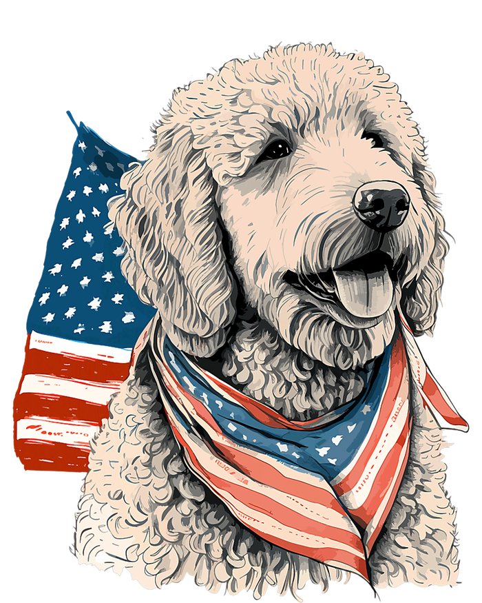 Goldendoodle 4th Of July Patriotic Golden Doodle Dog Women's Long Sleeve Flannel Pajama Set 