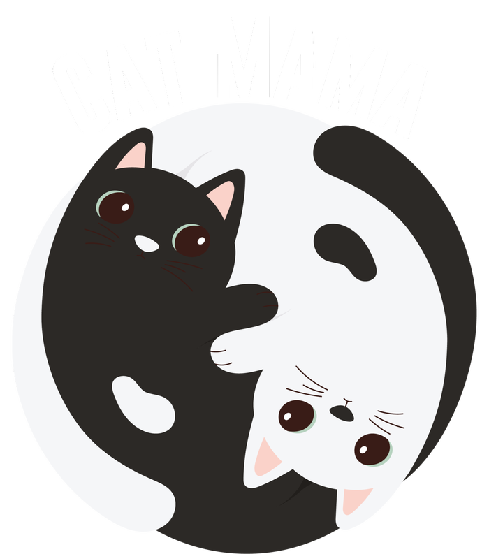 Cat Mama Black And White Cats Ying & Yang Cat Lover Cat Mom Cat Parent Cat Owner Garment-Dyed Heavyweight T-Shirt