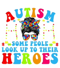 Autism Mom Raising Hero Groovy Messy Bun Autism Awareness Gift T-Shirt