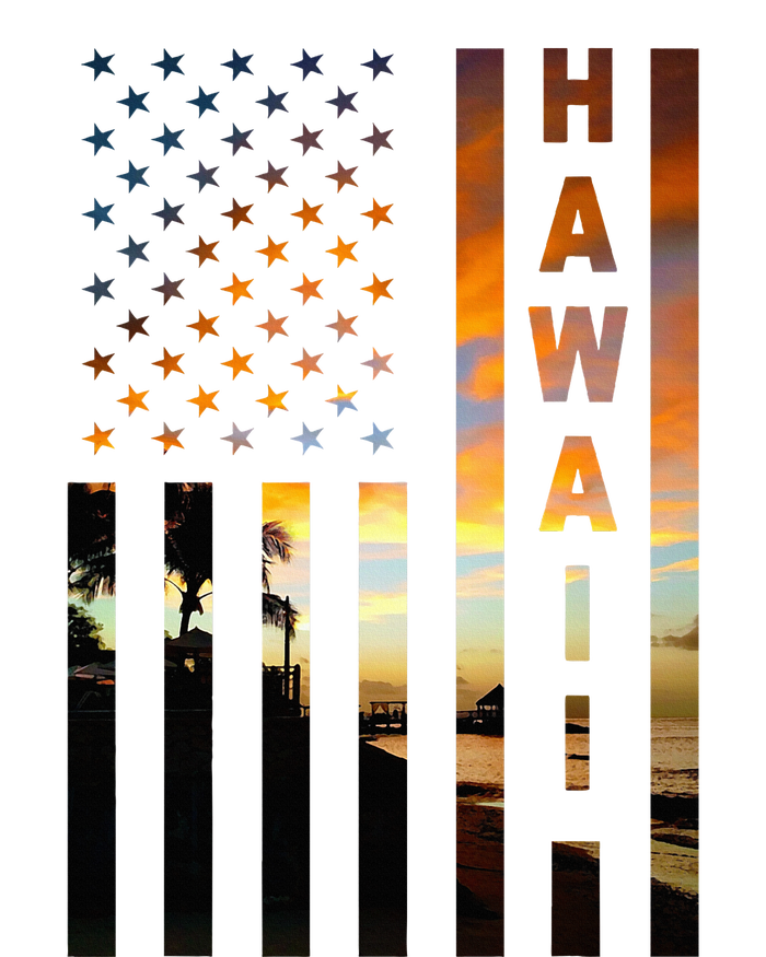 Hawaii Sunset American Flag Honolulu Hawaiian Island Women's T-Shirt