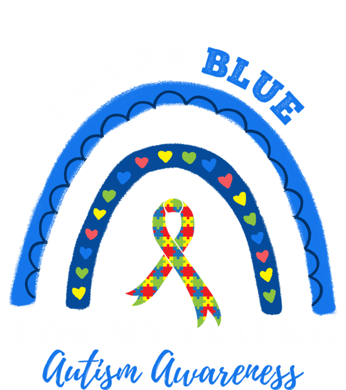 Puzzle Rainbow I Wear Blue For Friend Autism Awareness Month Gift T-Shirt