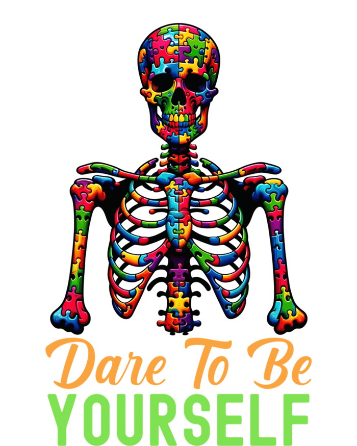 Skeleton Puzzle Pieces Autism Awareness Dare To Be Yourself Gift T-Shirt