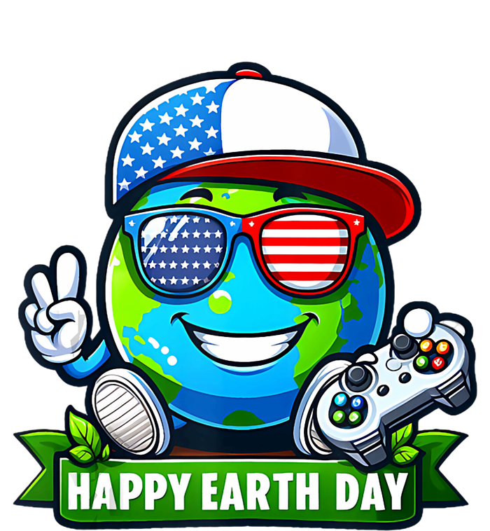 Funny Earth Day Playing Video GamesUsa Flag Glasses2024 Short Acrylic Beanie