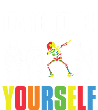 Dare To Be Yourself Dabbing Skeleton Autism Awareness Gift Canvas