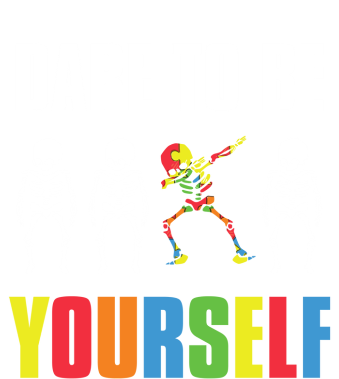 Dare To Be Yourself Dabbing Skeleton Autism Awareness Gift Canvas