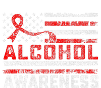 Alcohol Awareness Month American Flag Red Ribbon T-Shirt