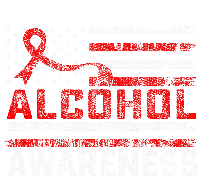 Alcohol Awareness Month American Flag Red Ribbon T-Shirt