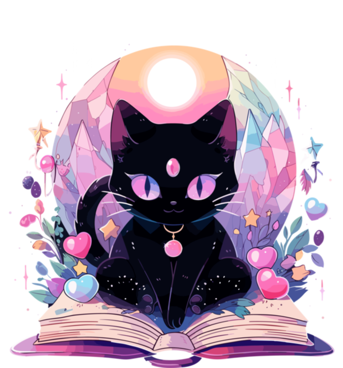 Book Lover Crystal Witchy Cute Black Cat Kawaii Pastel Goth Tie Dye Hoodie