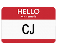 Hello My Name Is Cj Name Tag Sticker Label Striped Beanie with Solid Band