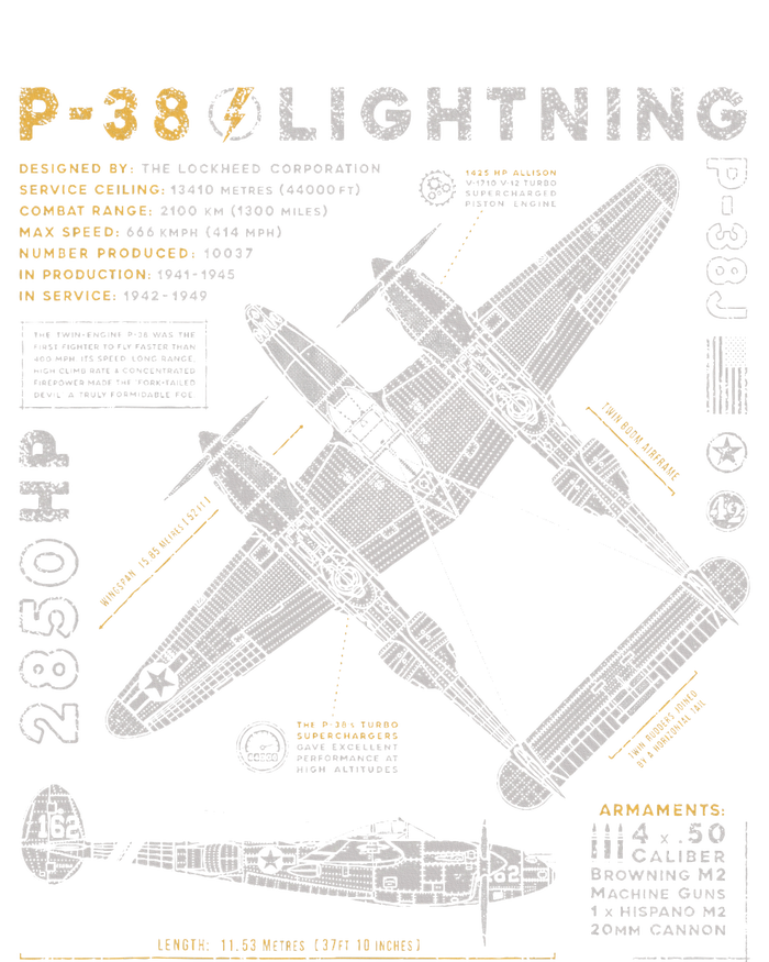 P38 Lightning Vintage P38 Fighter Aircraft Ww2 Aviation Ladies Long Sleeve Shirt