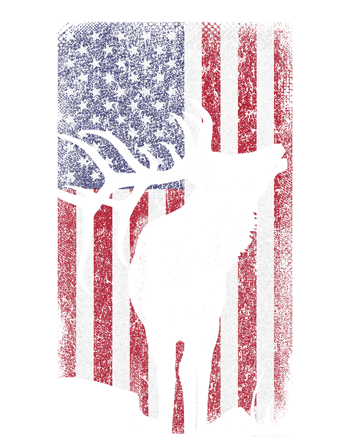 Elk Hunting Bugling Bull Us Flag T-Shirt