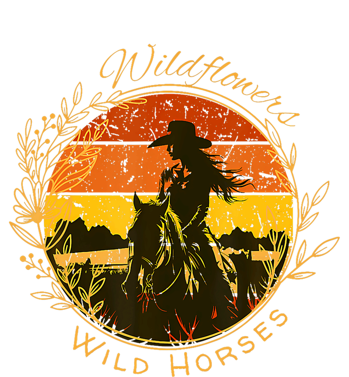 Wild Flowers Wild Horses Vintage Sunset Country Cowgirl Kids Hoodie