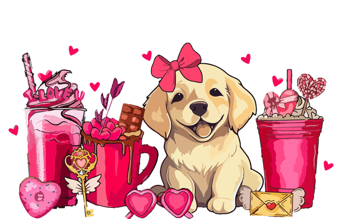 Golden Retriever Dog Valentines Day Coffee Latte Mugs Puppy T-Shirt