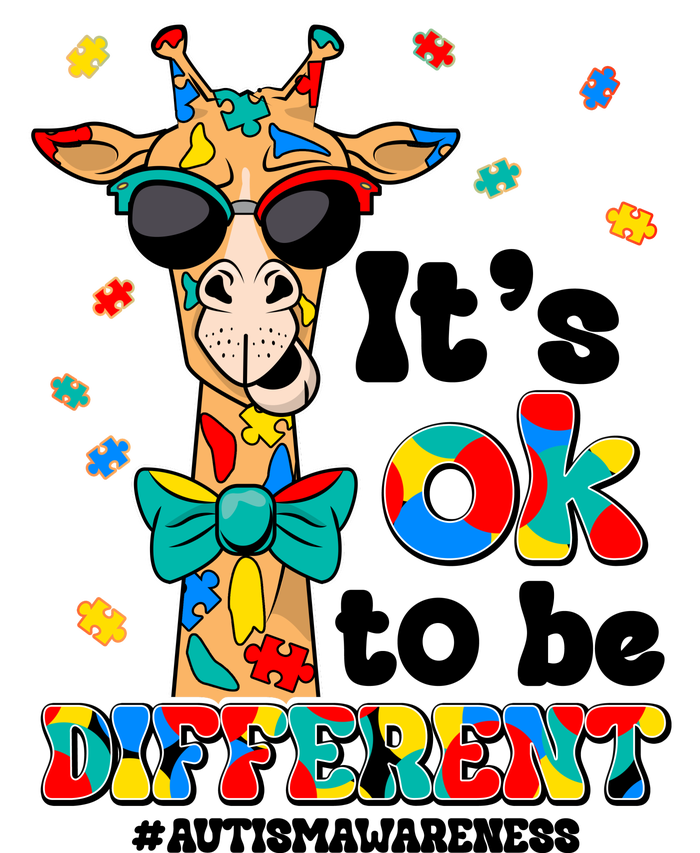 Funny ItS Ok To Be Different Autism Awareness Giraffe T-Shirt