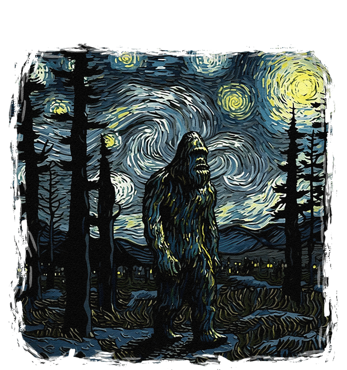 Bigfoot Starry Night Sasquatch Van Gogh Sky Painting Art Cooling Performance Crew T-Shirt