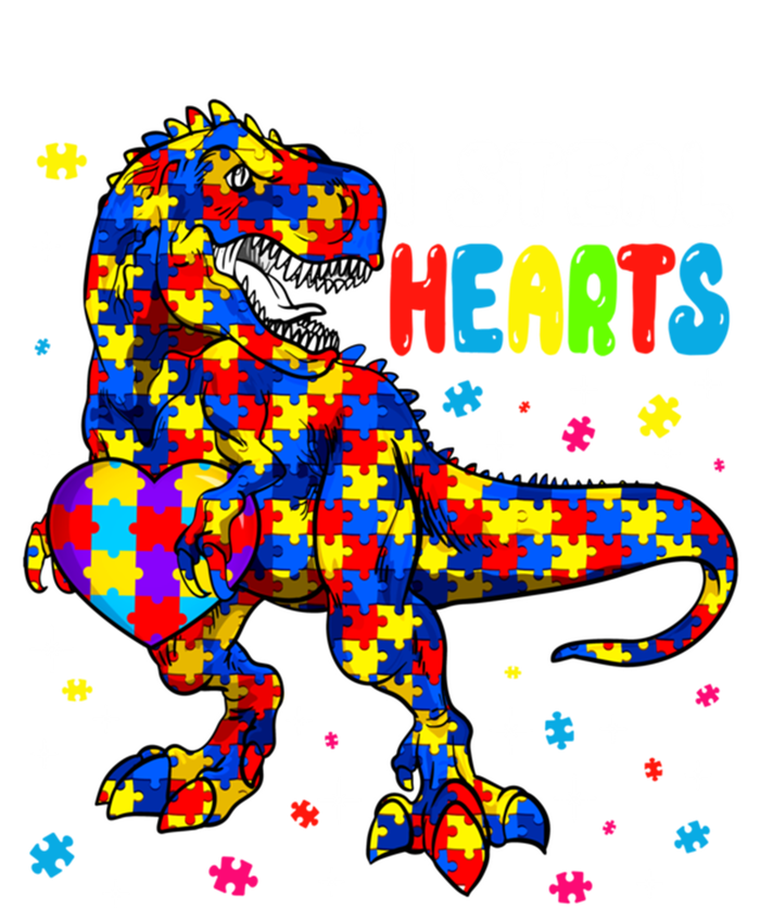 I Steal Hearts Trex Dinosaur Autism Awareness Cute Gift V-Neck T-Shirt