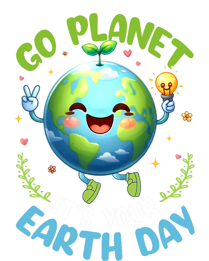 Cute Go Planet Its Your Earth Day 2024 Teacher Student Women's V-Neck T-Shirt