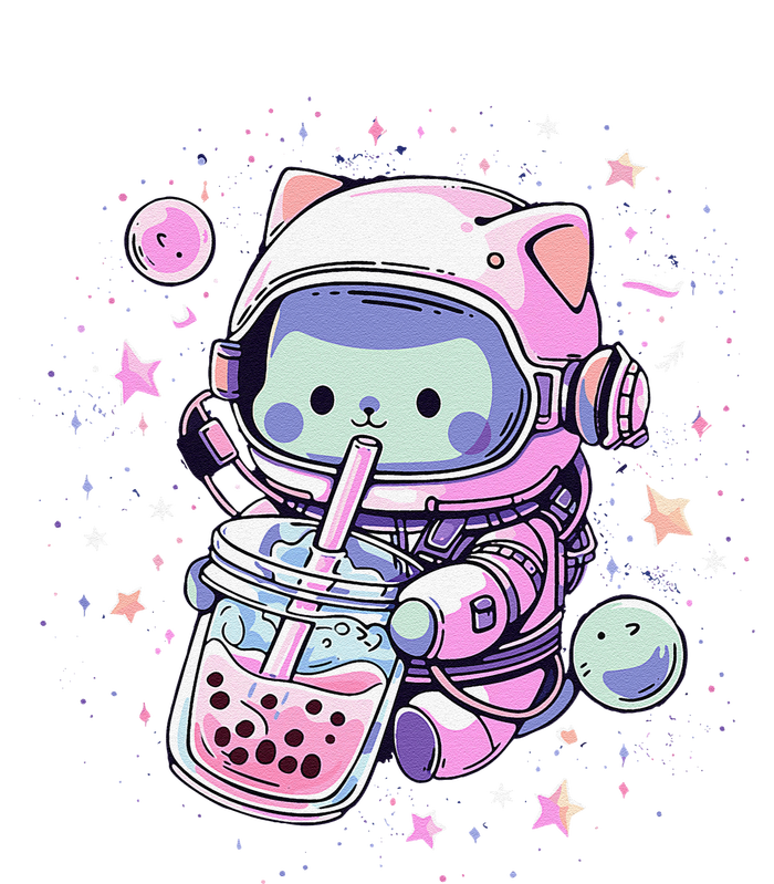 Kawaii Cat Bubble Boba Tea In Space Astronaut Anime Cool Comfort Performance Bucket Hat