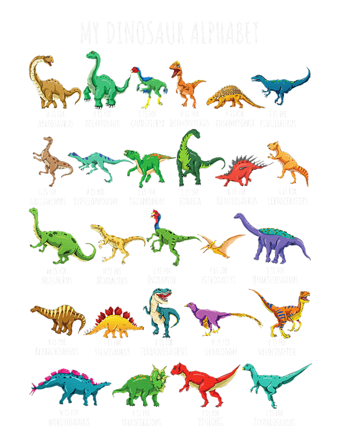 Types Of Dinosaurs Alphabet Az Abc Dino Identification T-Shirt