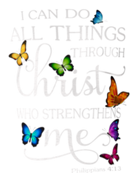 I Can Do All Things Through Christ Butterfly Art Religious Stripe Pom Pom Beanie