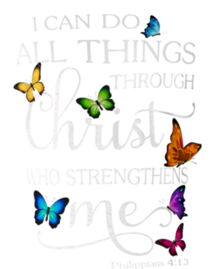 I Can Do All Things Through Christ Butterfly Art Religious Stripe Pom Pom Beanie