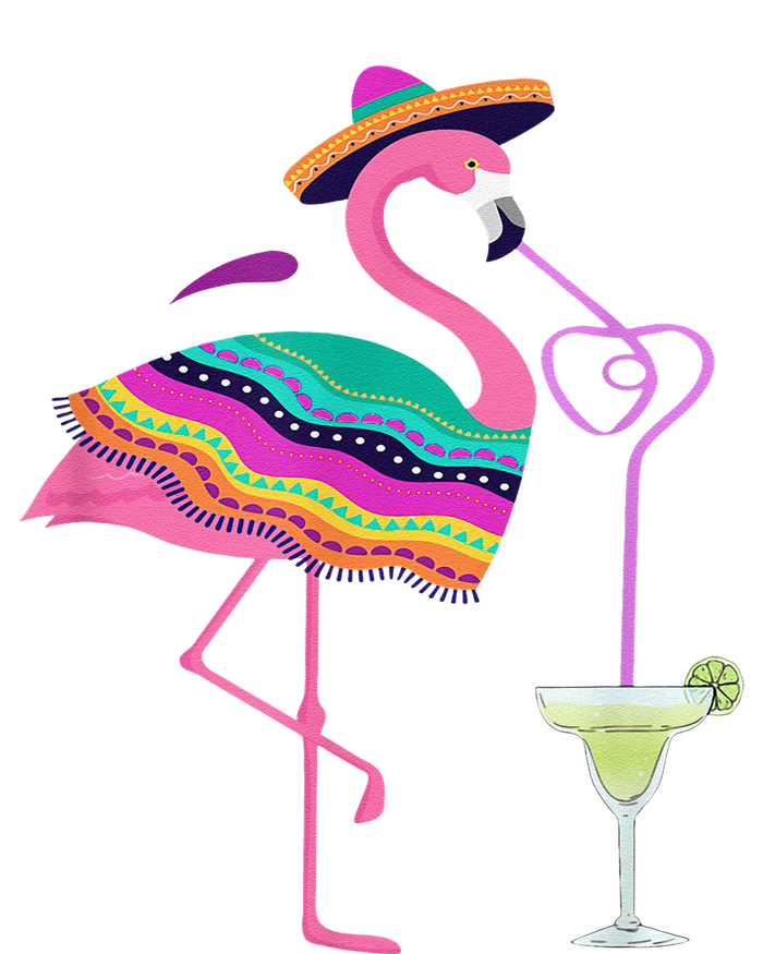 Flamingo Drinking Margarita Mexican Poncho Cinco De Mayo T-Shirt