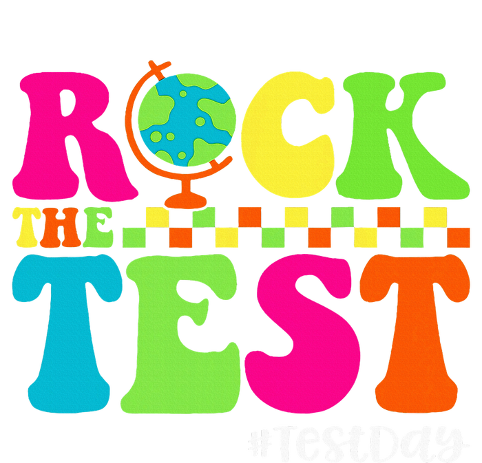 Retro Rock The Test Testing Day Motivational Teacher Student Dry Zone Grid Polo