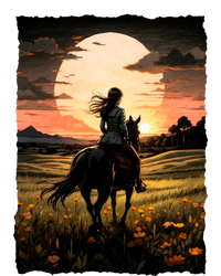 Wild West Sunset Rider Girl T-Shirt