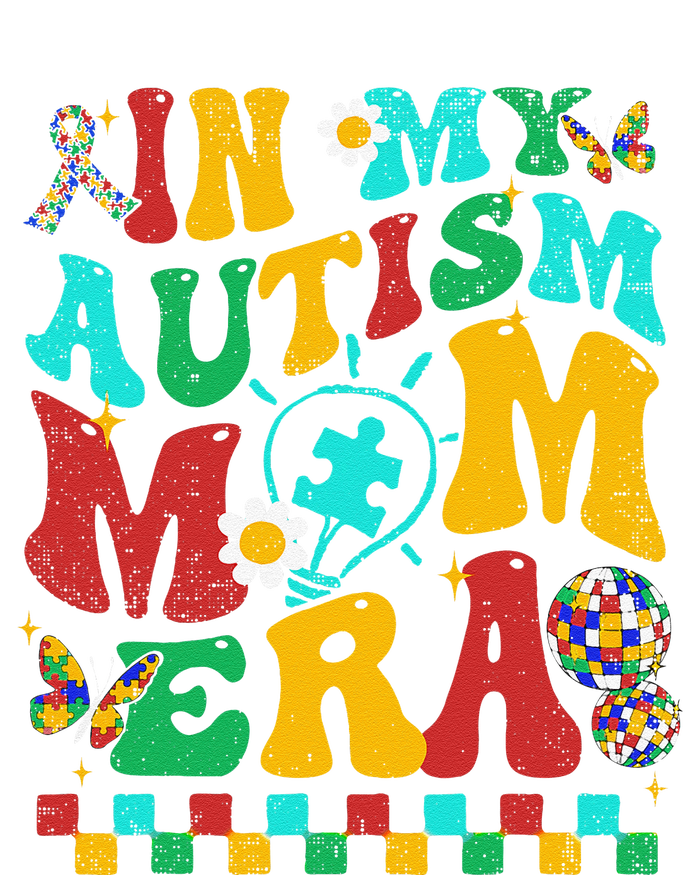 In My Autism Mom Era Groovy Puzzle Piece Retro Mothers Day T-Shirt