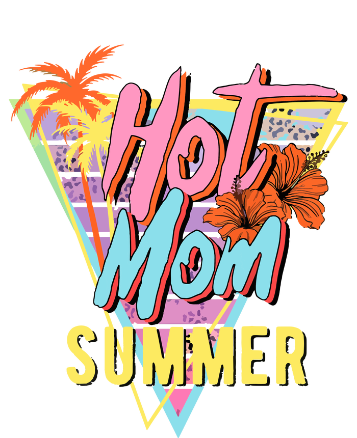 Hot Mom Summer Hawaiian Hibiscus Beach Cute Tropical Tank Top Women's Racerback Cropped Tank