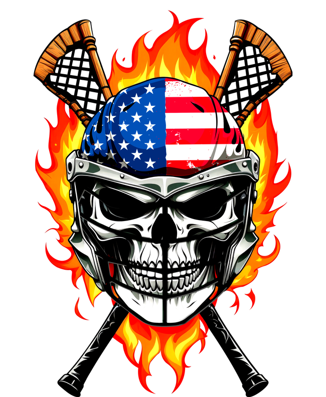 Patriotic Lacrosse Skull Wool Snapback Cap