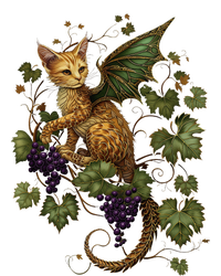 Mystical Orange Tabby Dragon Cat Fae With Grapevines T-Shirt