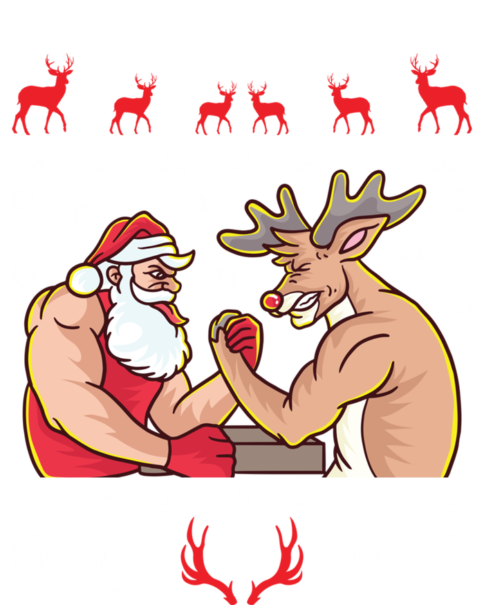 Santa Claus And Reindeer Arm Wrestling Ugly Christmas Cute Gift T-Shirt