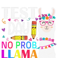 Test Day No Probllama Llama Teacher Testing Day Women's Long Sleeve Flannel Pajama Set 