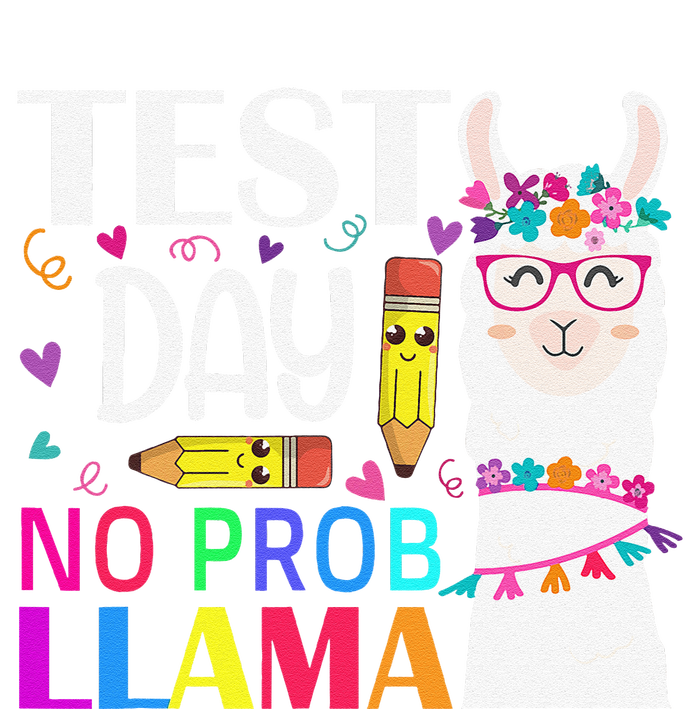 Test Day No Probllama Llama Teacher Testing Day Women's Long Sleeve Flannel Pajama Set 