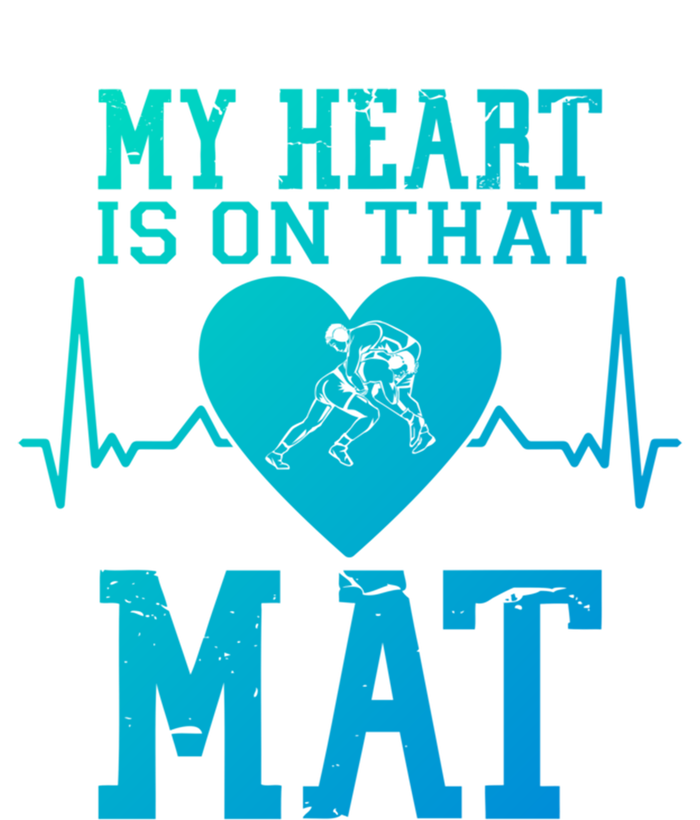 Wrestling Mother My Heart Is On That Mat Wrestling Funny Gift Kids Long Sleeve Shirt