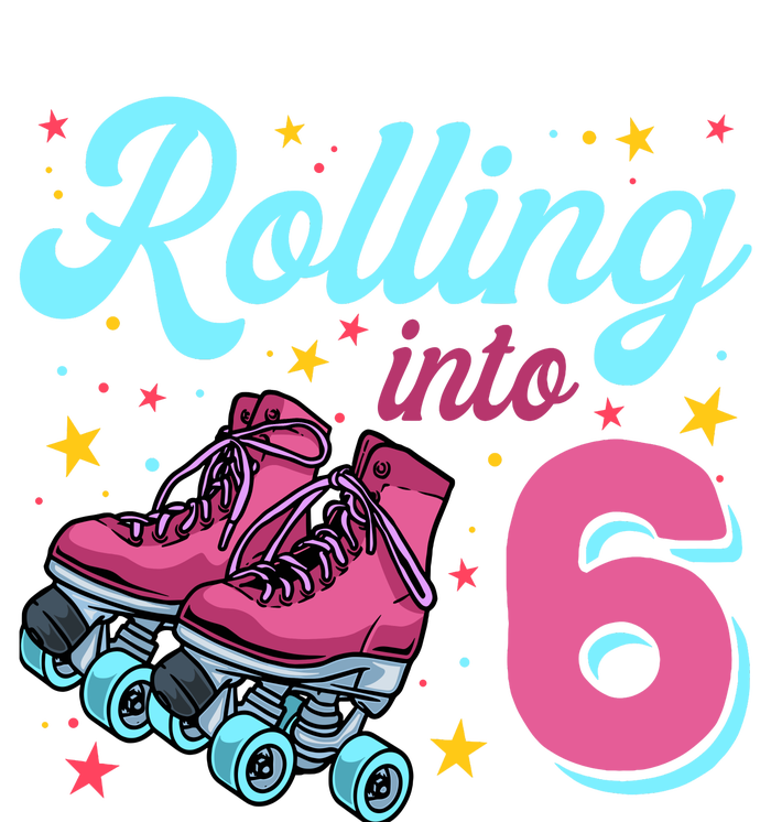 6th Birthday For Girl Roller Skates Rolling Into 6 Short Acrylic Beanie