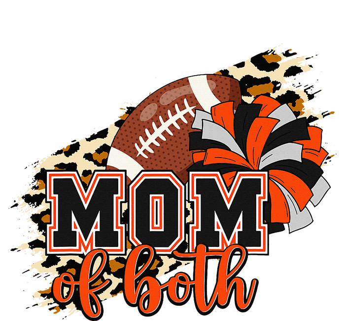 Mom Of Both Football Cheer Orange Black Pom Striped Beanie with Solid Band