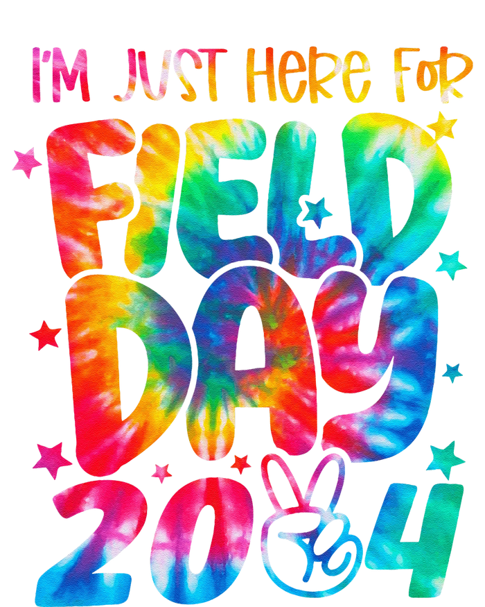 Tie Dye Just Here For Field Day 2024 Peace Sign Teacher T-Shirt