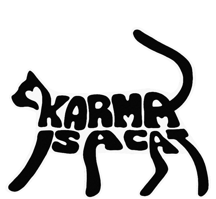 Karma Typogram Is Cat Silhouette Tail Paw Cute Pet Lover Fun Short Acrylic Beanie